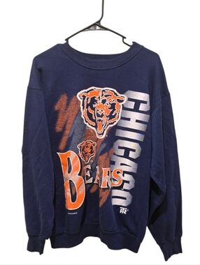 Vintage 1995 NFLP Chicago Bears Navy Graphic Crewneck Sweatshirt Large